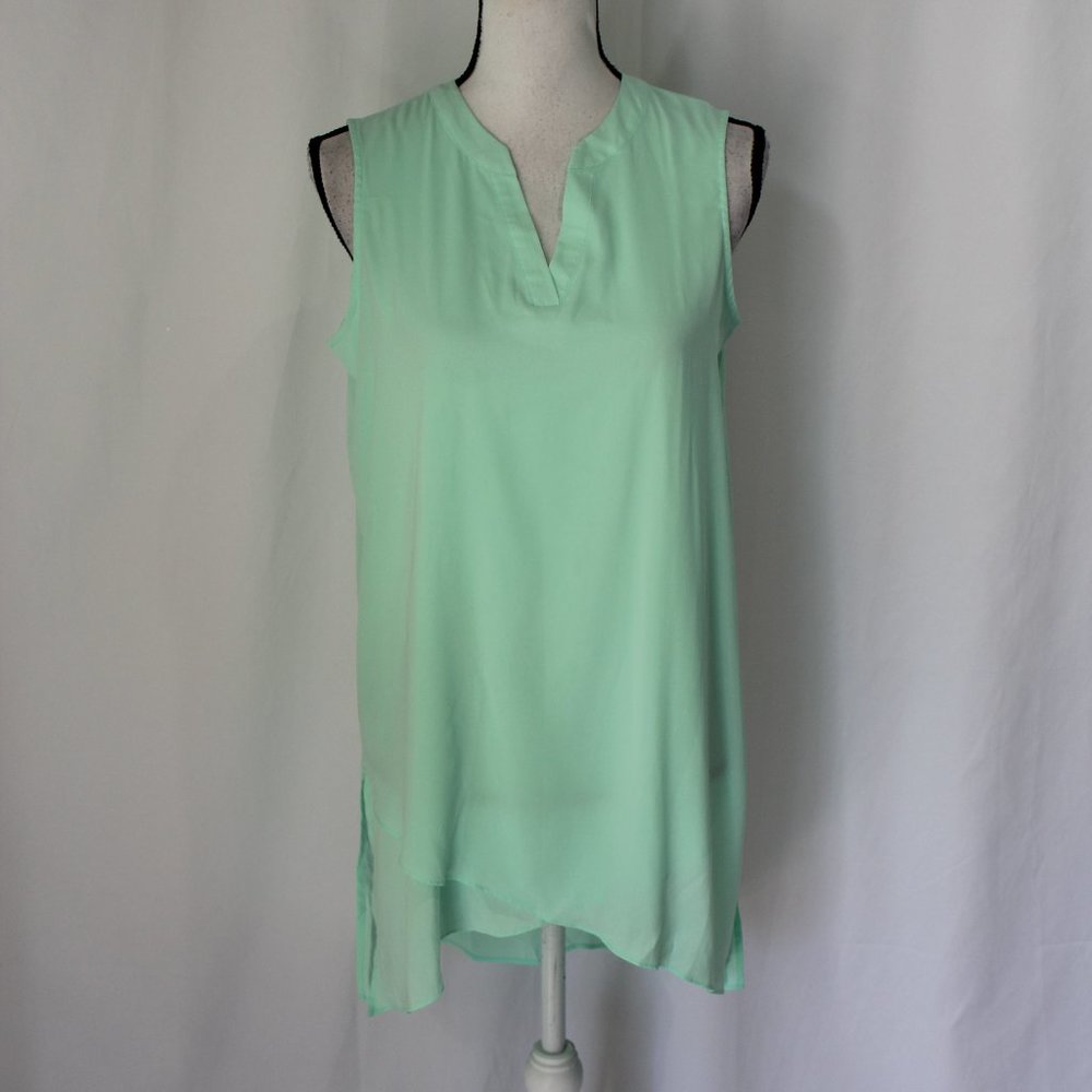 Susan Graver Mint Green Sleeveless Tunic Blouse